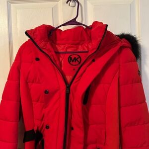 Red Michael Kors Puffer Style Coat